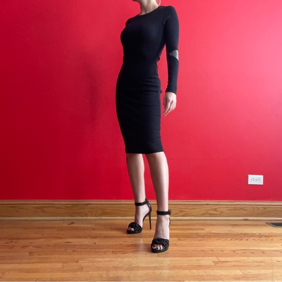 Midi Bodycon Cut-out Ribbed Dress XS - Picture 2 of 4